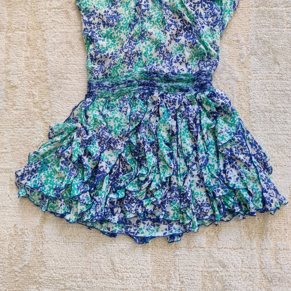Poupette St. Barth BELINE Fringe v-neck Dress Aqua Size S - Picture 6 of 9